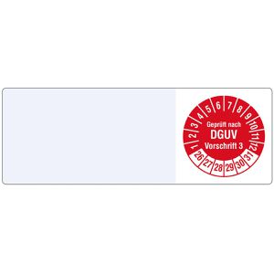 Böttcher-AG Prüfplaketten Geprüft nach DGUV Vo3, 2026 - 2031, Kabelprüfplakette, rot, 25 x 70 mm, 1000 Stück