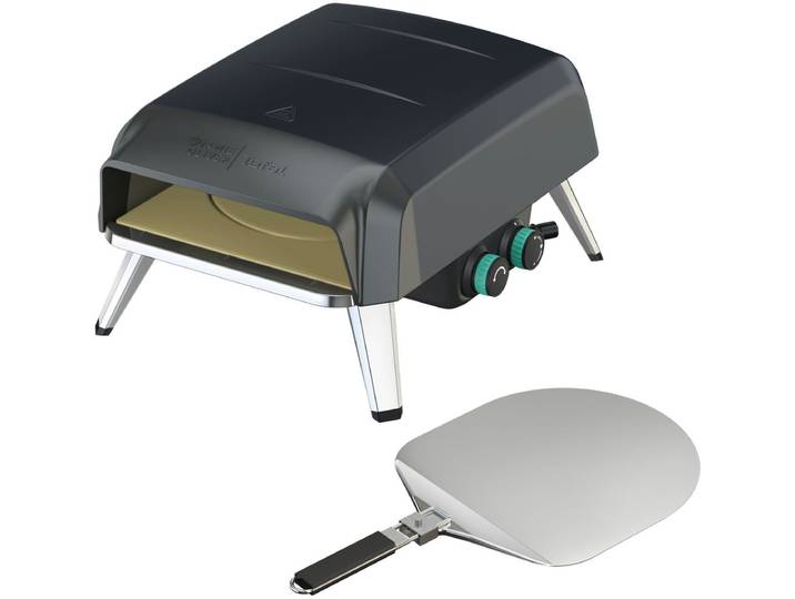 Tefal Pizzaofen Jamie Oliver by Tefal Pizza Pronto, kompakter Gaspizzaofen für Zuhause, 360° drehender Pizzastein, bis zu 400 °C, inkl. Pizzaschaufel, JM4168