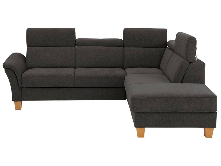 Ecksofa, Webstoff, Braun (Espresso) 247×217 cm, Ottomane Rechts, Klassisch, Home-affaire