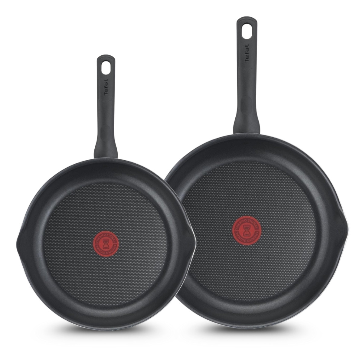 Tefal Day by Day koekenpannenset, 24/28 cm, zwart, aluminium met antiaanbaklaag en uitgietranden