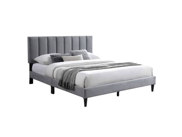 Lit adulte 140x200 / 160x200 cm- Lit rembourré avec sommier - Lit double 200x140cm - Tête de lit surpiquée - Tissu 250 g/m² - Gris