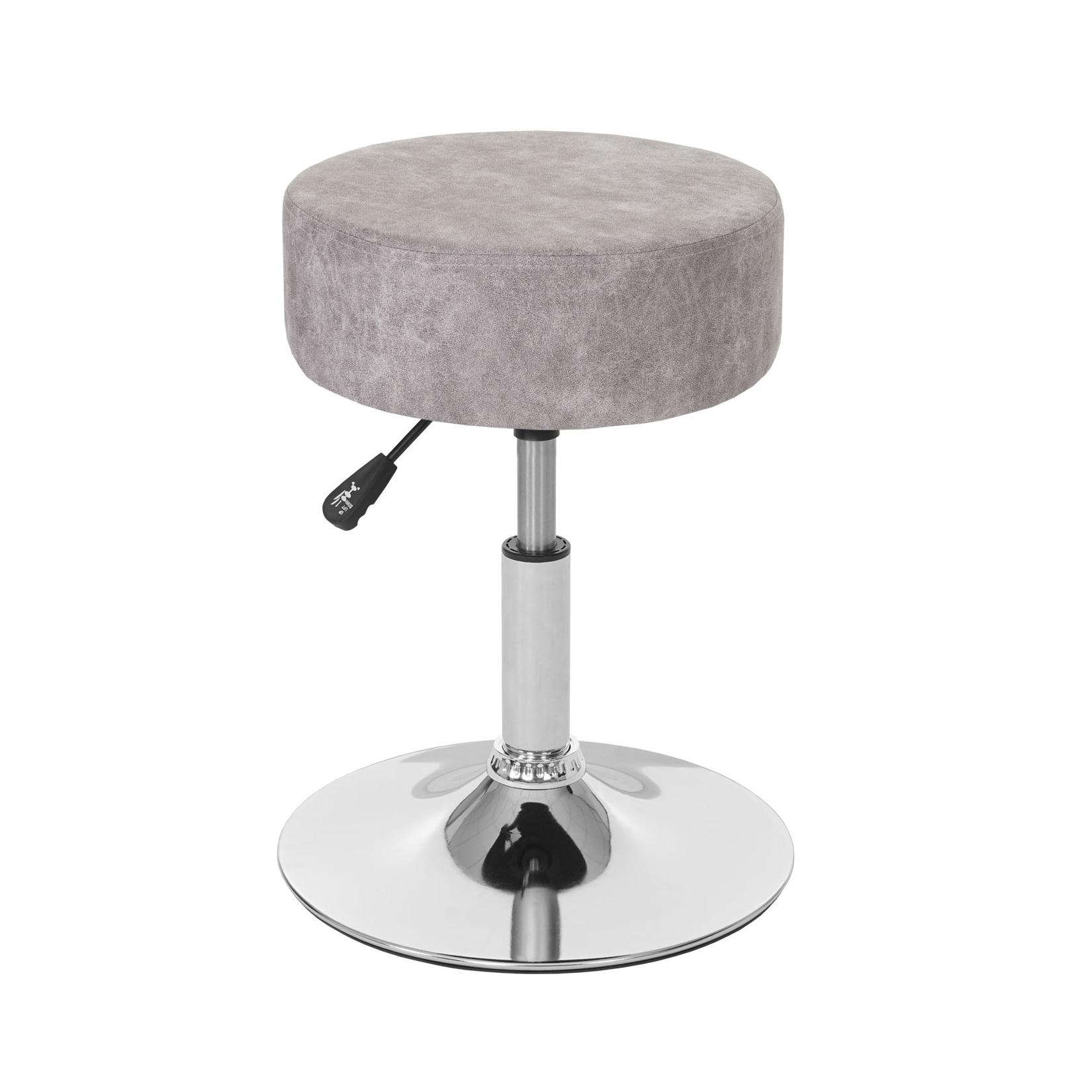Hocker MCW-C22, Sitzhocker Schminkhocker, höhenverstellbar Ø 35cm ~ Wildlederimitat, vintage grau