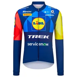 Santini, Herren, Velotrikot, Jersey Trek Race Long Sleeve Large Blue/Yellow (L), Blau, Gelb, L