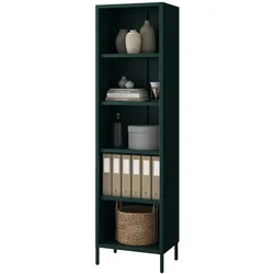 Jan Nowak Bücherregal Metall MARIO 5 Ebenen, Industrie-Design | Standregal Stahl Metallregal Büro Wohnzimmer Arbeitszimmer, 180x50x35cm Dunkelgrün