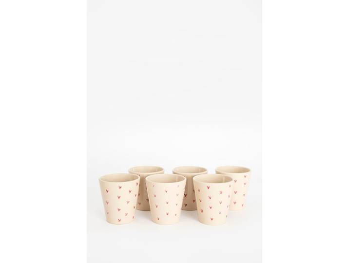 Koffiemokken beige met hartjes