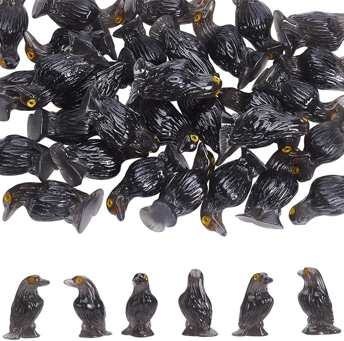 Set van 30 Miniatuur Raben voor Halloween Decoratie