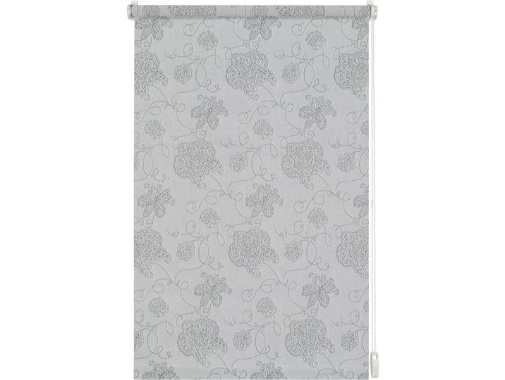 Seitenzugrollo GARDINIA EASYFIX Rollo Dekor Stickerei Gr. 4, silber (silberfarben), B:100cm H:150cm, Polyester, Rollos, Seitenzugrollo, mit Stickerei Motiv