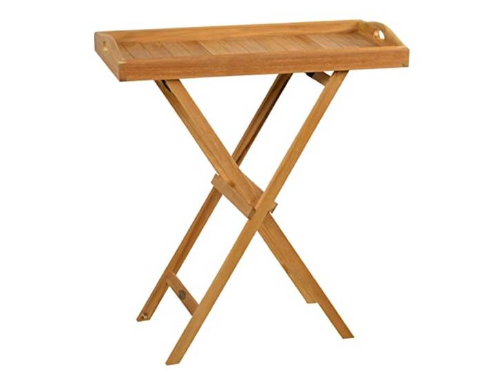Kai Wiechmann Teak Beistelltisch Serviertisch 70 x 35 cm mit abnehmbarem Tablett klappbar
