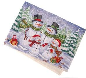 IH Casa Decor "Tapestry Table Runner Snowman Family 54"""