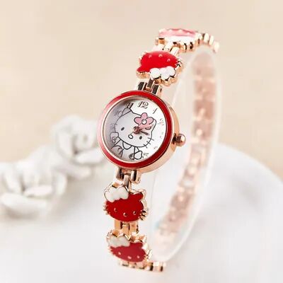 Youfap Market Hello Kitty Women Watch, Sweet Bow Gift For Girls, High Quality Quartz Watches For Women red