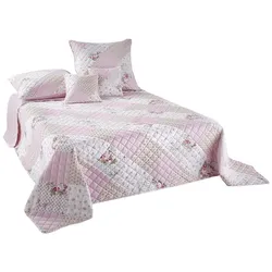 bonprix Tagesdecke mit Rosen, rosa, Gr.280x210 cm, Tagesdecke im romantischen Rosendesign