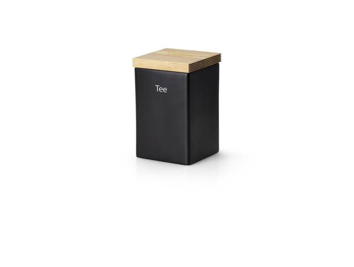 Vorratsdose Continenta 1 Stk Keramik/Holz T 10 cm - Farbe: Schwarz - Vorratsdose