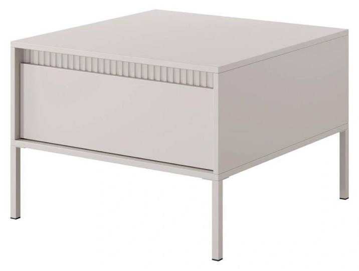 Couchtisch Beistelltisch FERRATO 68 cm Beige Riffelung grifflos