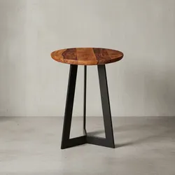 KADIMA DESIGN Massiver Industrial-Beistelltisch, Holz und Metall, Einzigartige Maserung, Vielseitig.