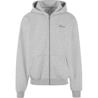 Kapuzenpullover KARL KANI "Karl Kani Kani Script Emblem Zip Hoodie", Herren, Gr. S, grau (grau melange), 70% Baumwolle, 30% Polyester, mehrfarbig, normal, ohne Ausschnitt, Pullover Kapuzenpullover