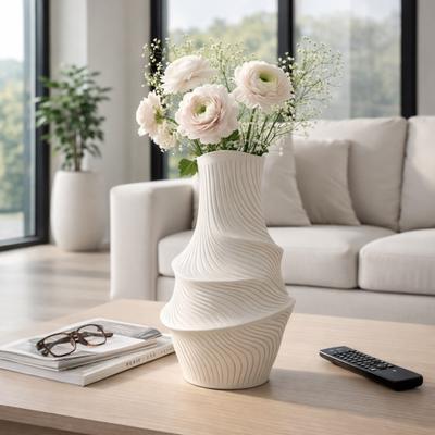 Sagebrook Home Decorative Vase - Ivory Resin Sculptural Texture, 16 in.