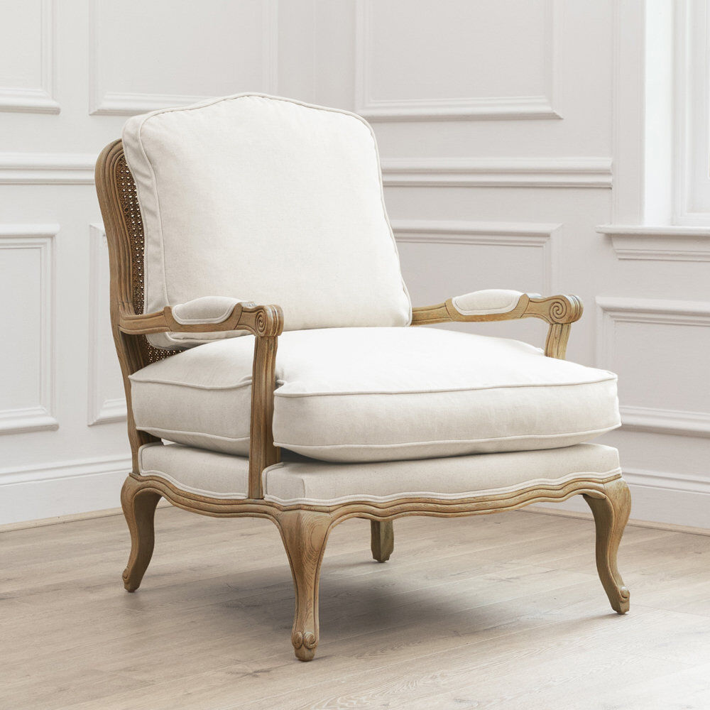Voyage Maison Upholstered Linen and Cotton Armchair Natural 950cm H X 86.5cm W X 77cm D