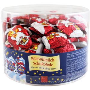 Storz Weihnachtsmann Mini Santa, Höhe 6 cm, Fairtrade, Edelvollmilch-Schokolade, je 6,25 g, 75 Stück