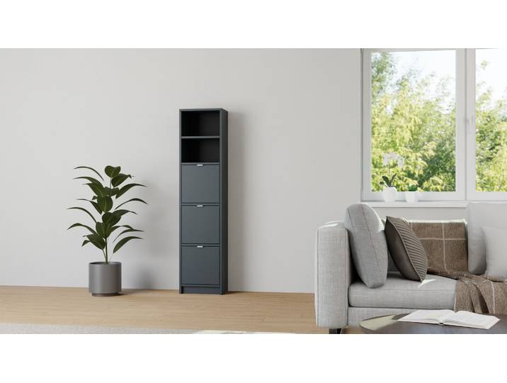 Schmales Regal mit Klapptüren MDF Lackiert Anthrazit­grau RAL&nbsp;7016