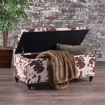Tatiana Velvet Cow Print Storage Ottoman Bench by Christopher Knight Home