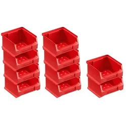PROREGAL 10x Rote Sichtlagerbox 1.0 | HxBxT 6x10x10cm | 0,4 Liter | Sichtlagerbehälter, Sichtlagerkasten, Sichtlagerkastensortiment