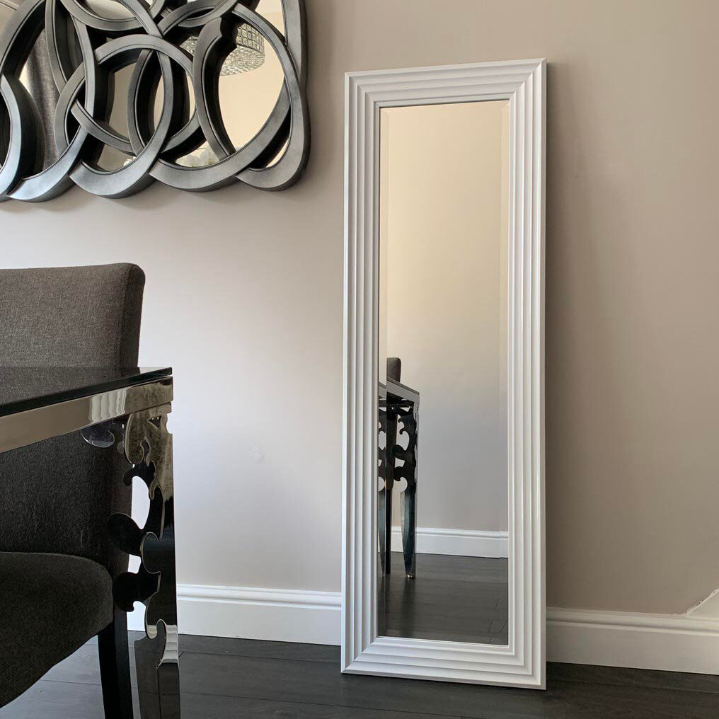 17 Stories Riker Plastic Leaning and Wall Mirror White 107cm x 76cm