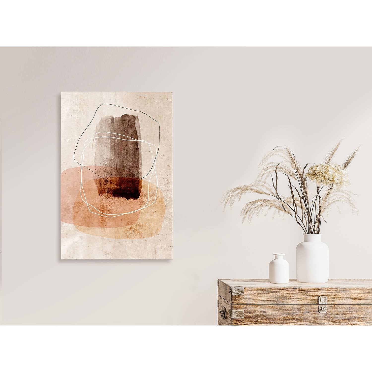 home24 Circle of Desires abstract canvas afbeelding beige 40 x 60 cm