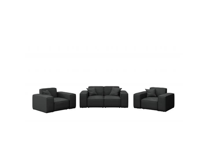 Kaiser Möbel Loungegarnitur 2 1 1 Gartenmöbel, Malibu Stoff Odyssey Schwarz, Holz, 3, Gartenmöbel, Gartengarnituren, Gartenmöbel-Sets