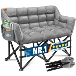 KESSER® Campingsofa faltbar, Campingcouch breit, gepolstert mit Seitentaschen & Tasche, Faltsofa DUO, Campingstuhl Indoor & Outdoor, Camping, Festival, Angeln & Garten