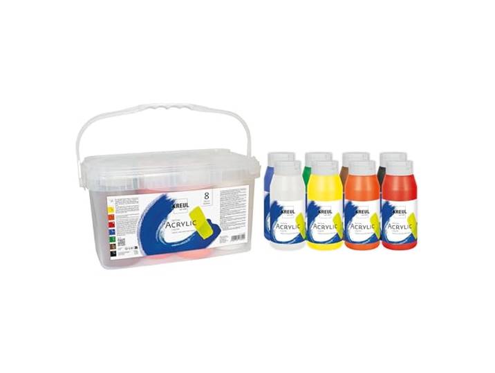 KREUL 17800 - Solo Goya Triton Set\, 8 bouteilles de 750 ml de peinture acrylique qualité d'étude Peinture polyvalente pour les écoles d'art\, les écoles et le théâtre