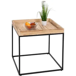 Beistelltisch MCW-K71, Kaffeetisch Couchtisch Tisch, Paulownia-Holz Metall 60x60x60cm ~ naturfarben