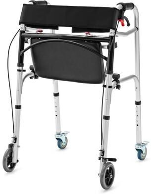 Costway Height Adjustable Aluminum Walker with Rolling Wheels and Brakes