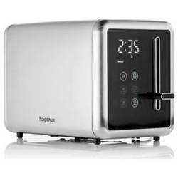 Hagenuk ETO-900.1.5D Toaster digitaler Timer, mit Display, Kontrollleuchte, mit Brötchenaufsatz, Toastfunktion Edelstahl