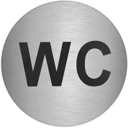 Klebeplatte "WC" Edelstahl: 7 cm.