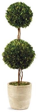 Porch & Petal "Boxwood Double Sphere Topiary 28"" - Green"