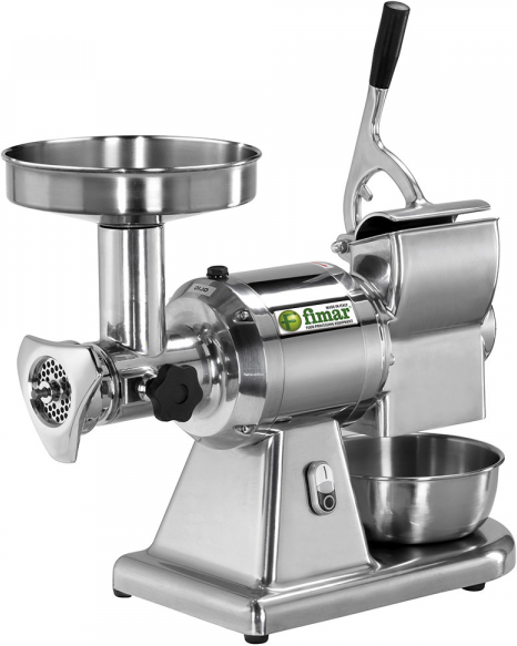 Fimar TC12T - Hachoir à viande électrique avec râpe intégrée - 230 V - 1 CV - Groupe de hachage INOX - Sans inverseur de marche