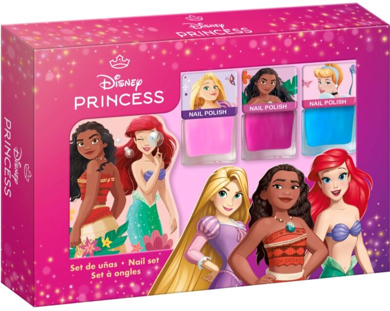 Disney Princess Nail Set nail polish set for children 3y+ Pink, Blue, Pink 3x4.5 ml
