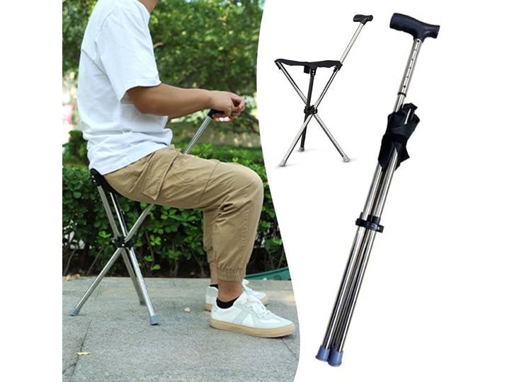 Canne pliable, siège facile à transporter, tabouret Portable, chaise pliante, poignée antidérapante, bâton de marche Super léger pour la marche en plein air