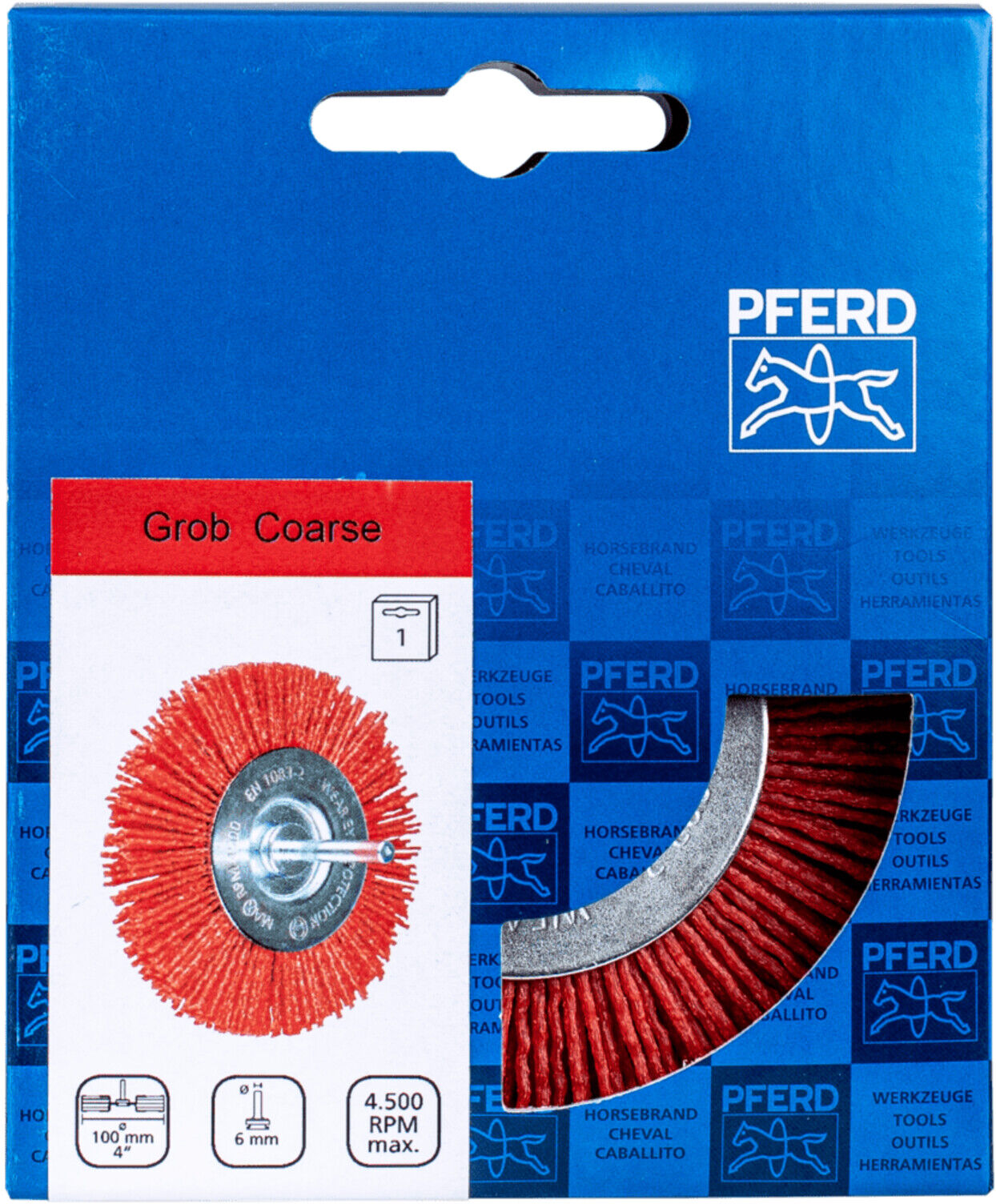 PFERD TOOLS Rundbürste ungezopft RBU Ø100mm Schaft-Ø 6 mm RED-Filament-Ø 1,27 Korn 80 Bohrmaschinen (43740168)