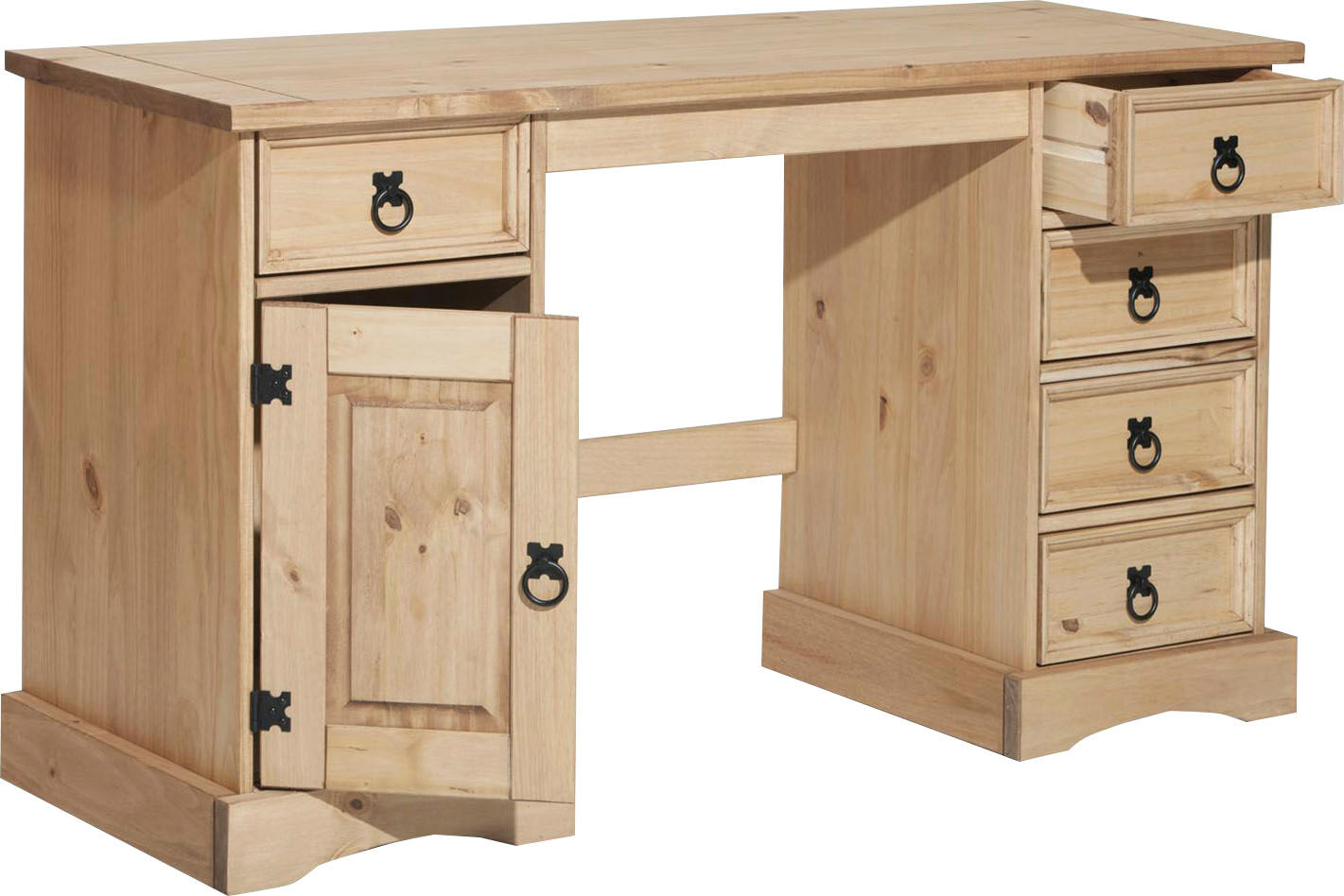 Schreibtisch MÖBILIA, gelb (honig, honig, honig), B:140cm H:76cm T:48cm, Tische, Schreibtisch, Schubladen mit Metallauszügen
