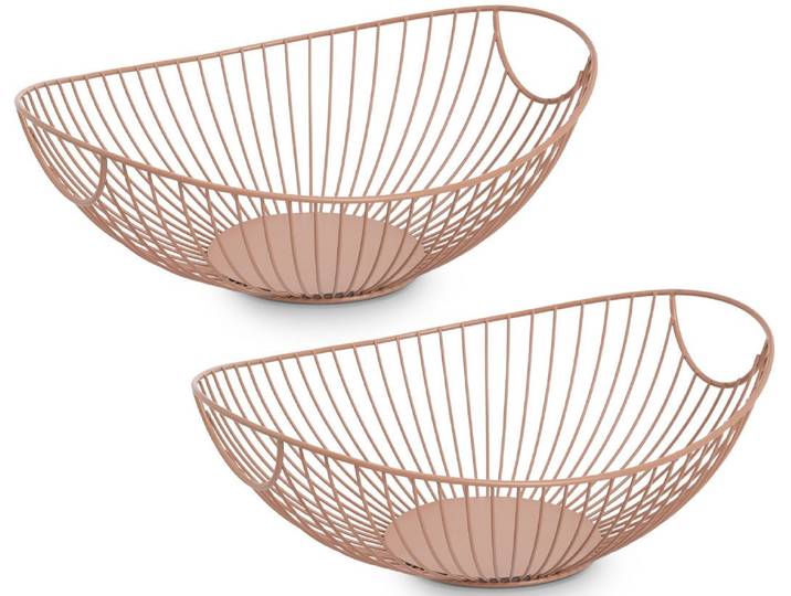 Aufbewahrungskorb ZELLER PRESENT Metall, mocca, 2er Set , beige (mocca), B:26cm H:11,5cm T:33cm, Metall, Aufbewahrungsboxen, Aufbewahrungskorb, Obstkorb, trendfarbe, zeitlos und dekorativ