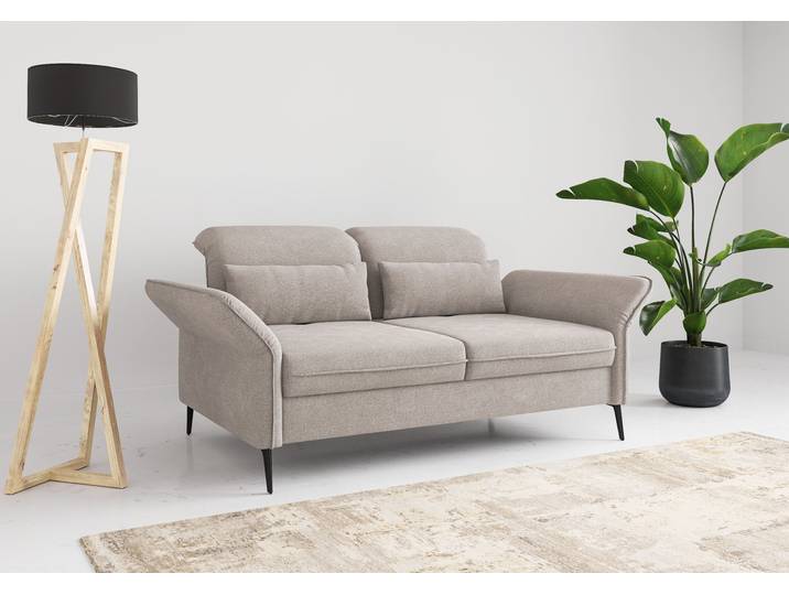 3-Sitzer, Luxus-Microfaser Euphoria, Grau, 199×123 cm, Mit Sitztiefenverstellung, Sit&More