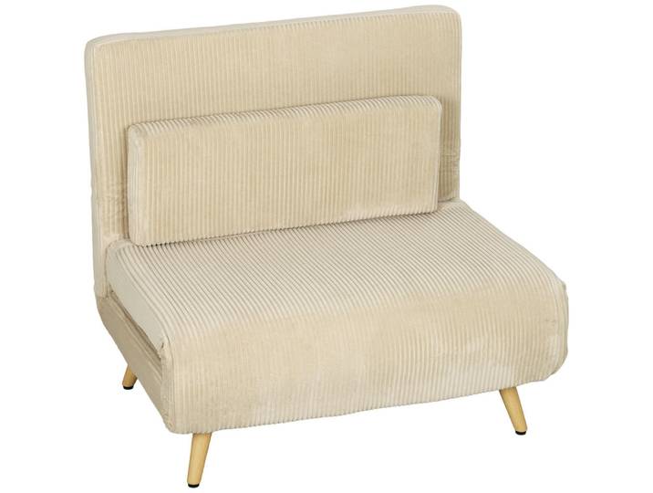 Homcom Schlafsessel Polyester Beige, Metall, Nachbildung, Füllung: Schaumstoff,Schaumstoff,Schaumstoff, einzeln stellbar, konisch, 75x84x90 cm, Wohnzimmer, Sofas & Couches, Schlafsofas, Schlafsessel