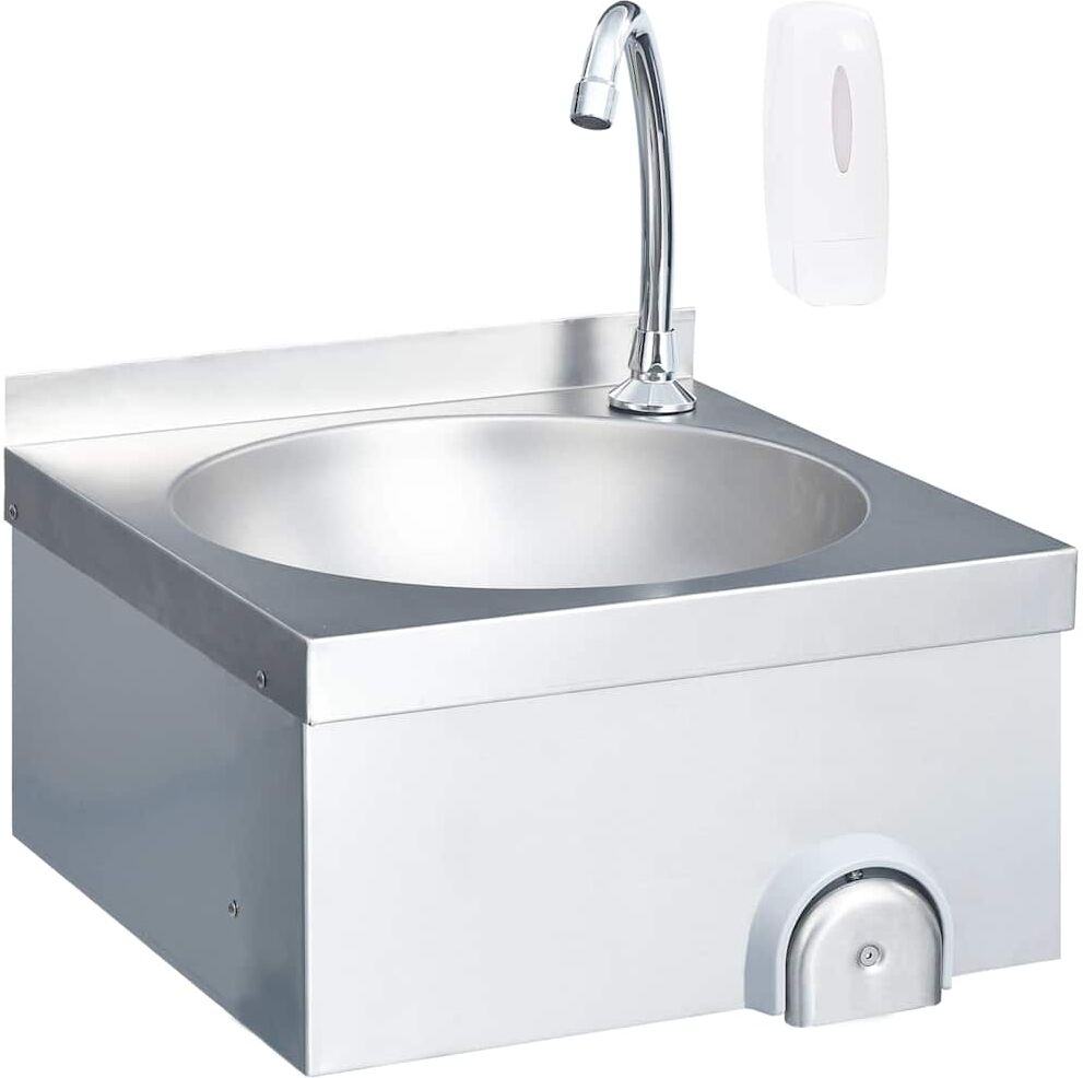 vidaXL Lavabo de lavage avec robinet et distributeur de savon Inox