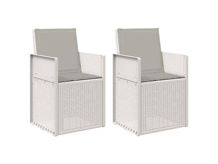 GHVBNMF Garten Esszimmerstühle 2er Set Klappbar Balkonstühle PP Grau Weiß Wetterfeste Outdoor Armlehnenstühle für Terrasse, Garten und Balkon mit abklappbarer Rückenlehne und bequemen Kissen.