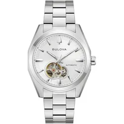 Bulova Surveyor Automatik offene Unruh Edelstahl weiß Herrenuhr 96A345