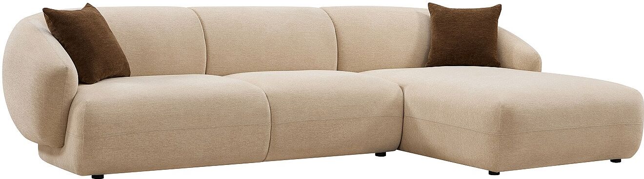 Vente-unique Rechtes Ecksofa aus texturiertem Stoff - Beige - MIBASTO