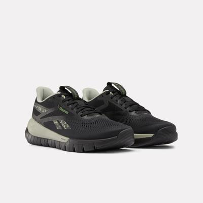 Trainingsschuh REEBOK "REEBOK FLEX TRAINER", Damen, Gr. 44, schwarz (schwarz, hazy grün), Synthetik, Textil, Schuhe, ideal für Gym und Fitnessstudio