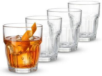 Bormioli Rocco Rock Bar Tempered Glass Stackable Beverage Glasses Dishwasher Safe