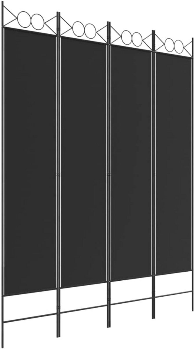vidaXL Room Divider 4 Panelen Zwart Stoffen Kamerscherm 160 x 200 cm